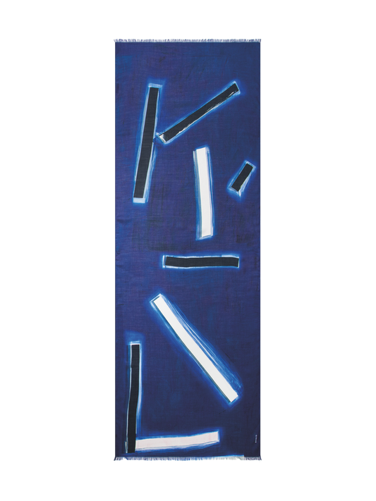 Designer Kaschmirseidenschal mit Blue Angel Druck - Blau - Bunt