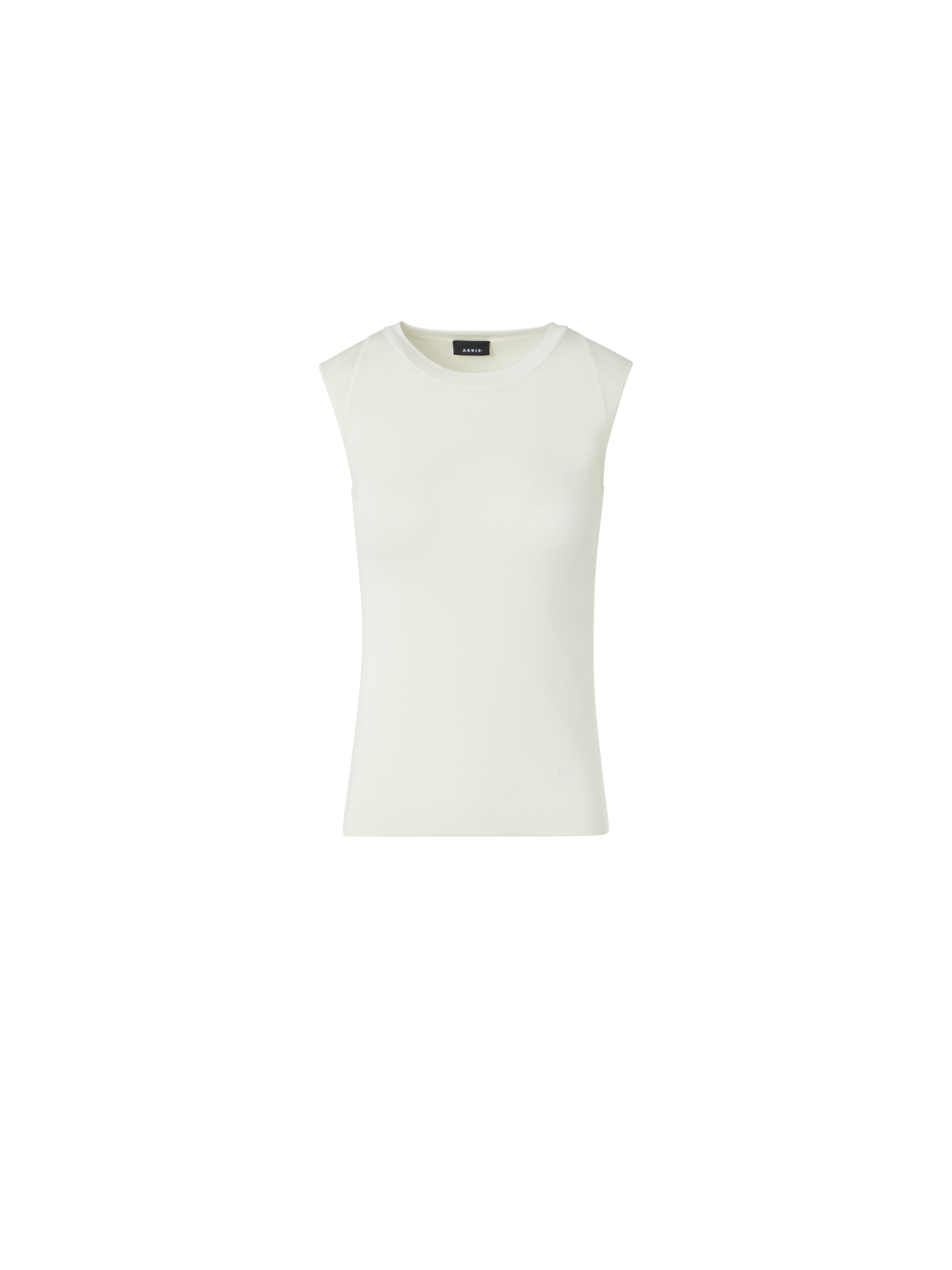 Designer Ärmelloses Strickoberteil aus Seidenstretch - Ecru