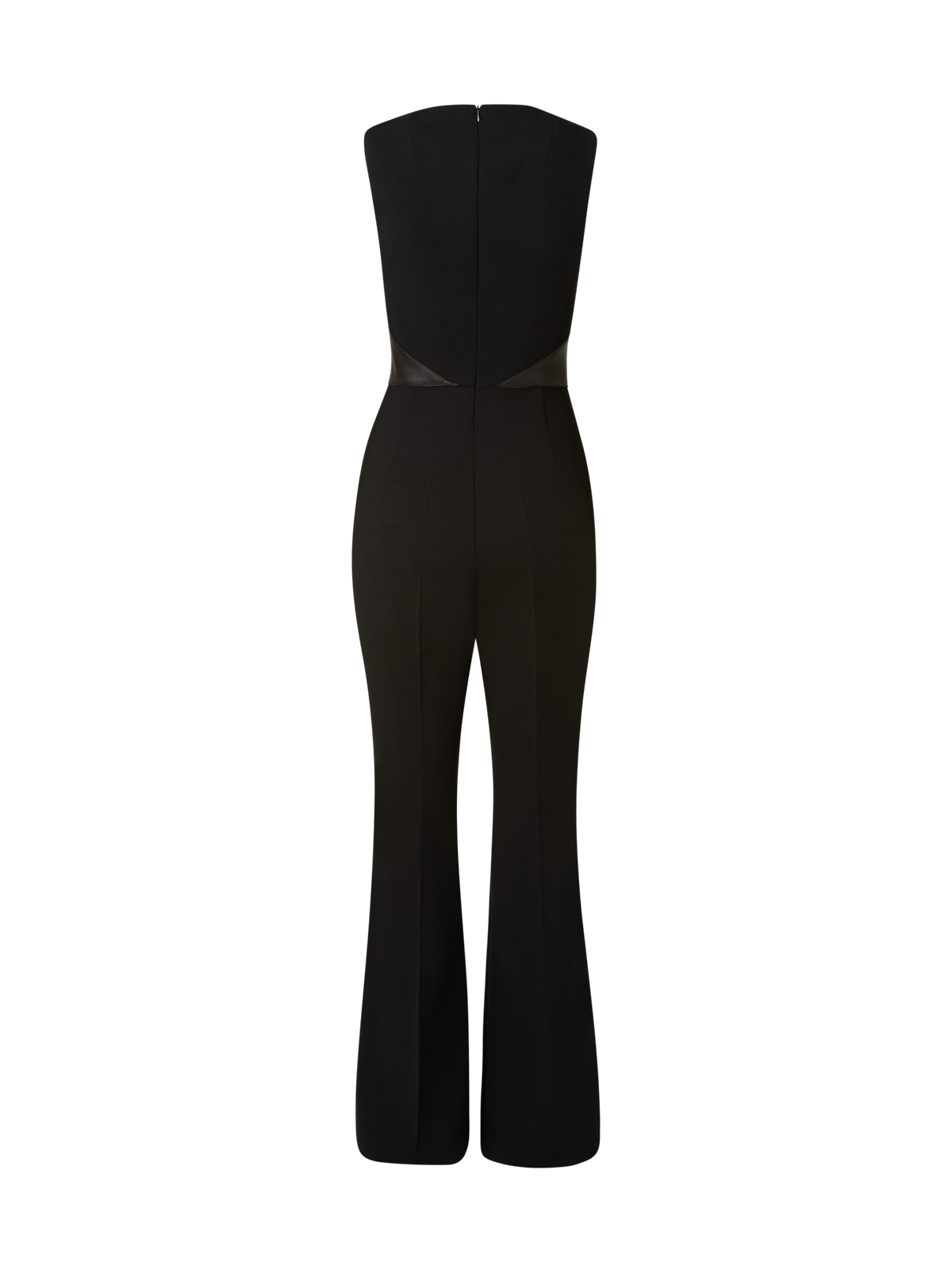 Designer Overall aus Woll-Doubleface mit Leder-Mieder - Schwarz