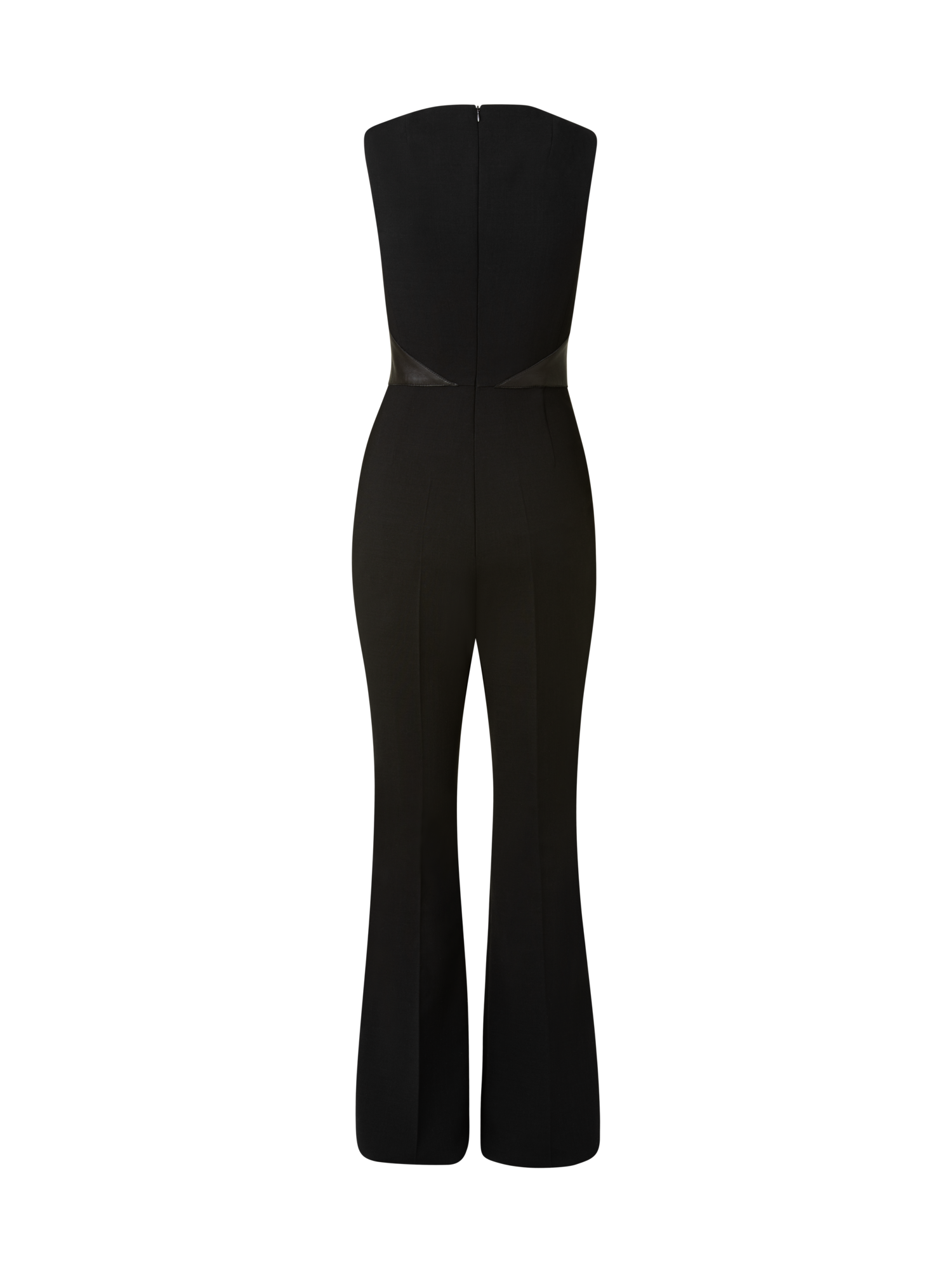 Designer Overall aus Woll-Doubleface mit Leder-Mieder - Schwarz