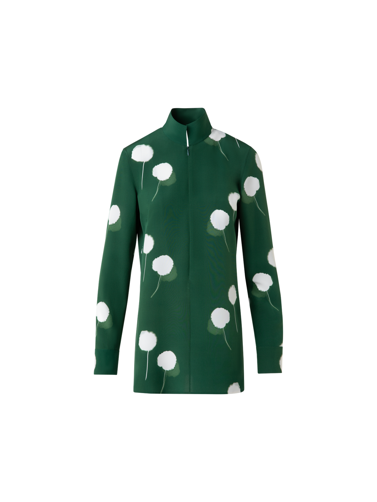Designer Seidentunika mit Dandelion Druck - Grün - Bunt