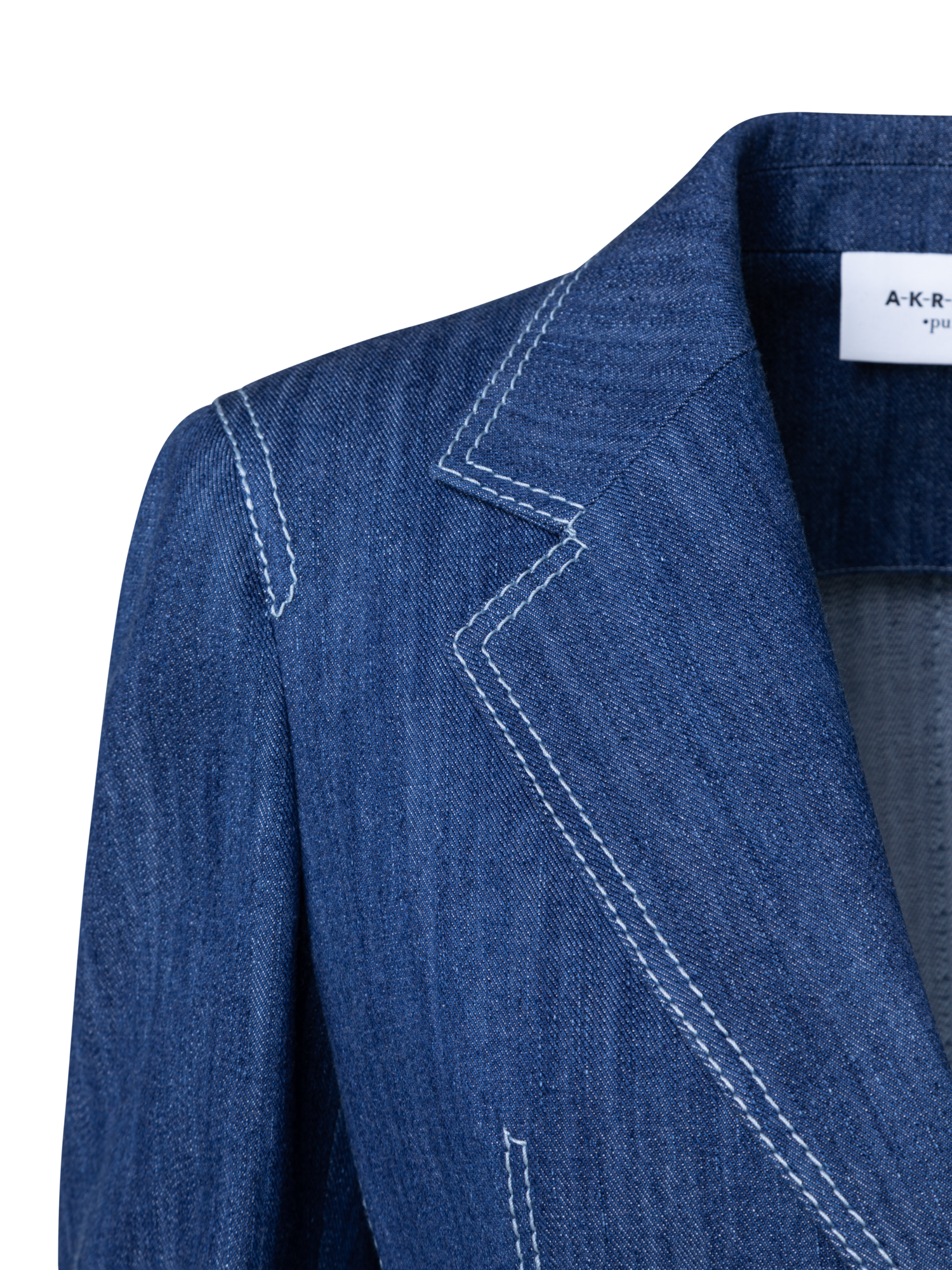 Designer Langer Blazer aus gewaschenem Denim