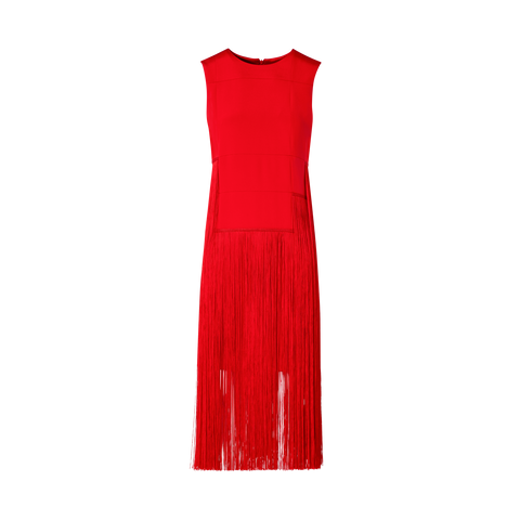 Sleeveless Silk Dress with Fringes