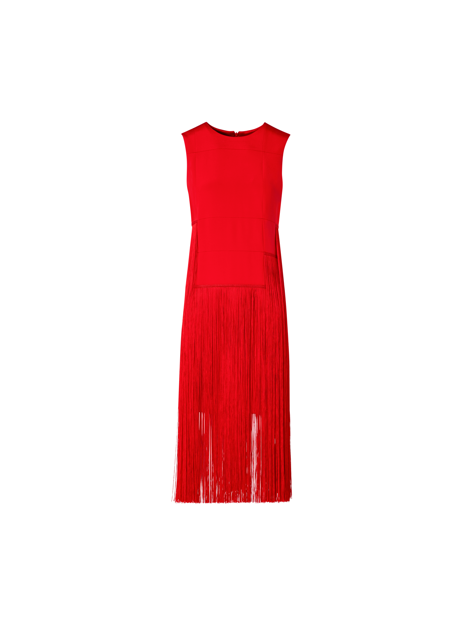 Designer Ärmelloses Seidenkleid mit Fransen - Rot