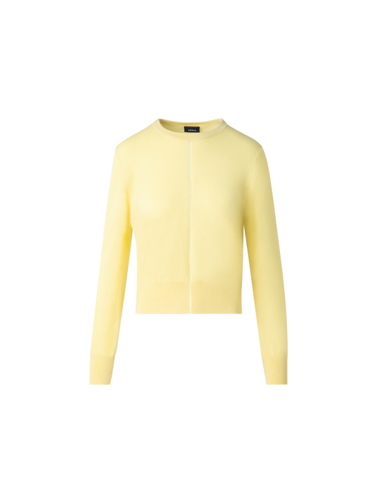 Designer Kaschmirpullover mit transparentem Streifen - Gelb