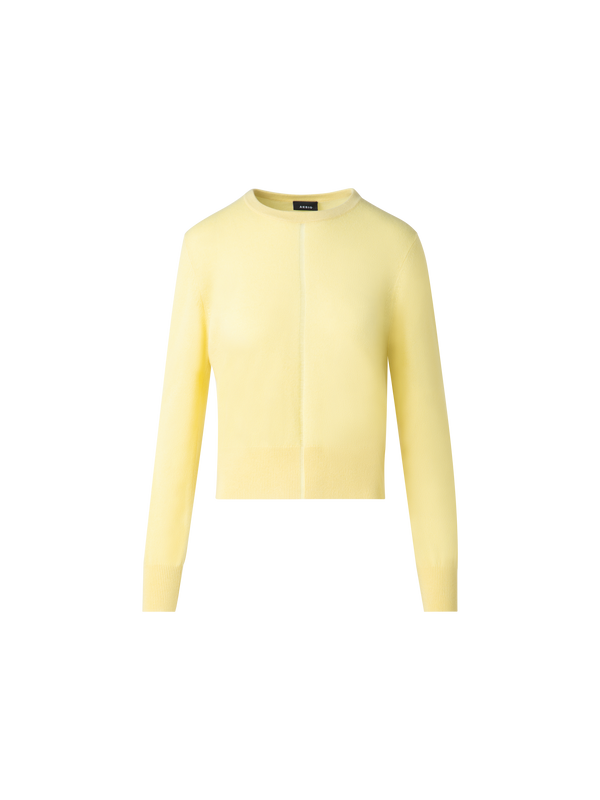 Designer Kaschmirpullover mit transparentem Streifen - Gelb