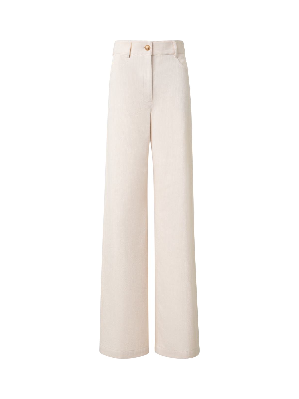 Designer Weite Hose aus Baumwoll-Woll-Denim-Stretch - Beige