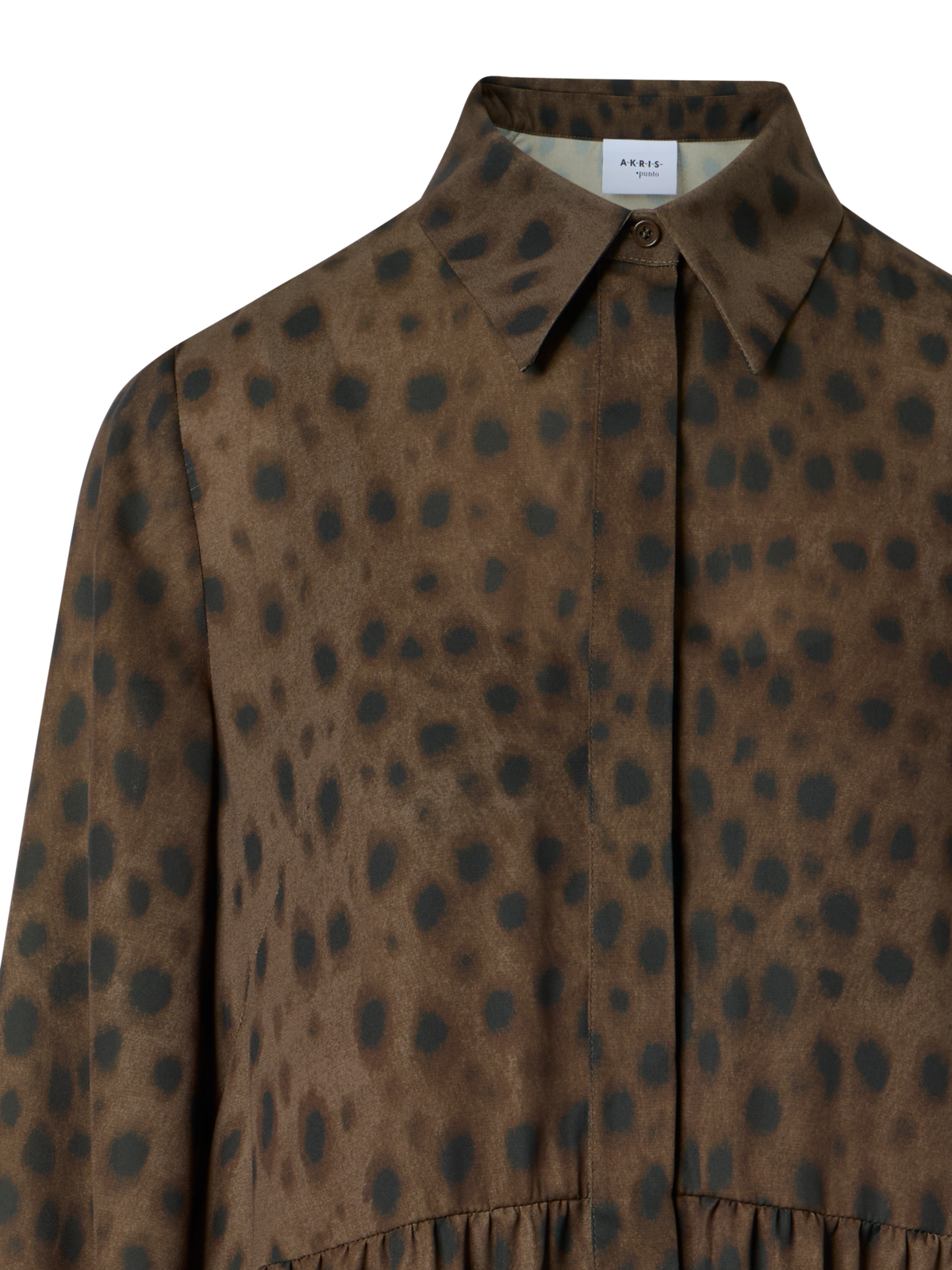 Designer Boho Midi Hemdblusen Kleid im Leopard Print - Braun