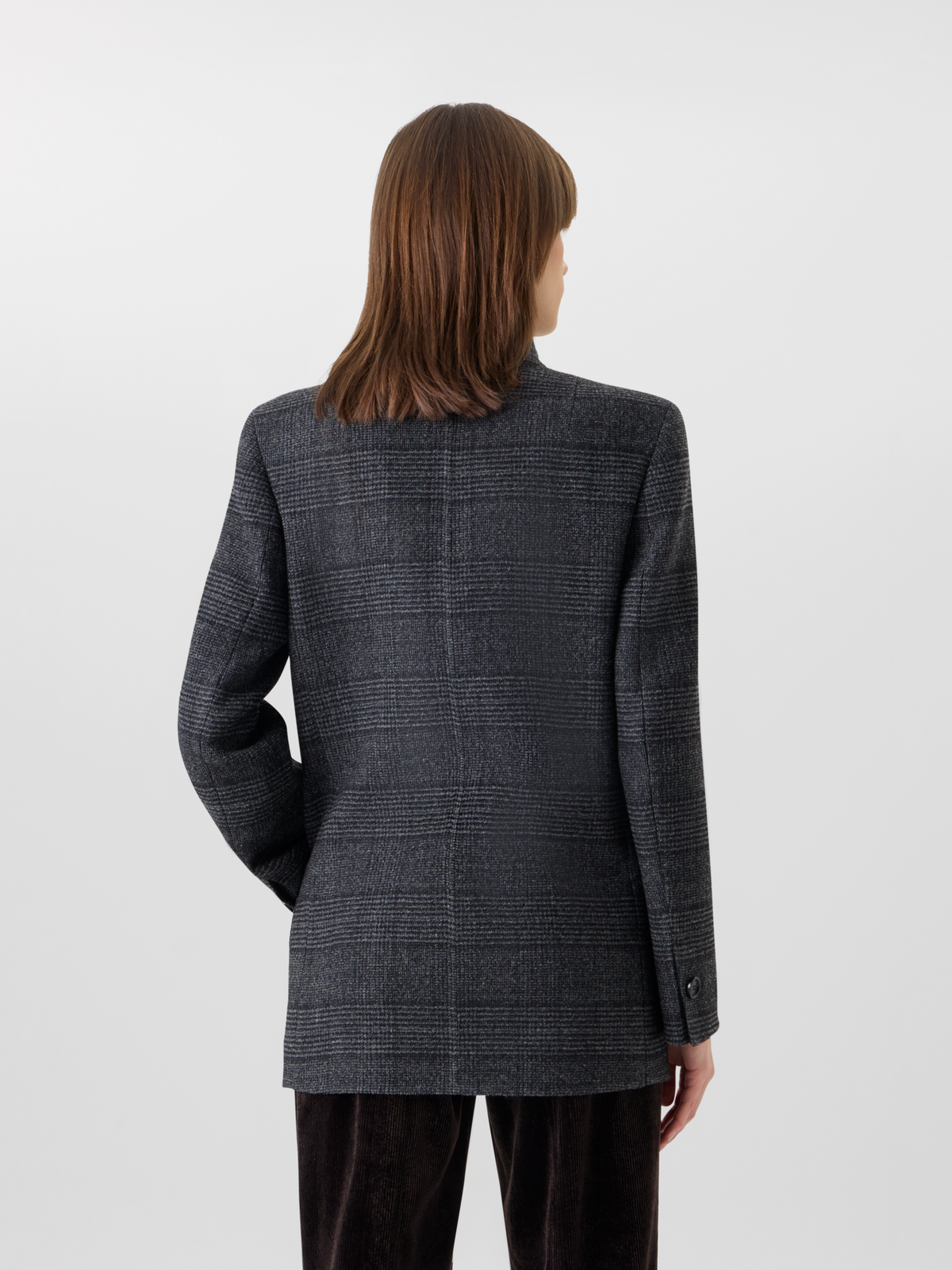 Designer Cardigan-Jacke aus Woll-Double-Face mit Glencheck - Grau - Bunt - Schwarz 