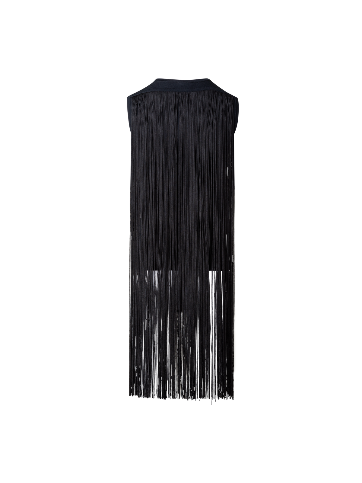 Designer Seiden-Lurex-Top mit langen Fransen - Schwarz