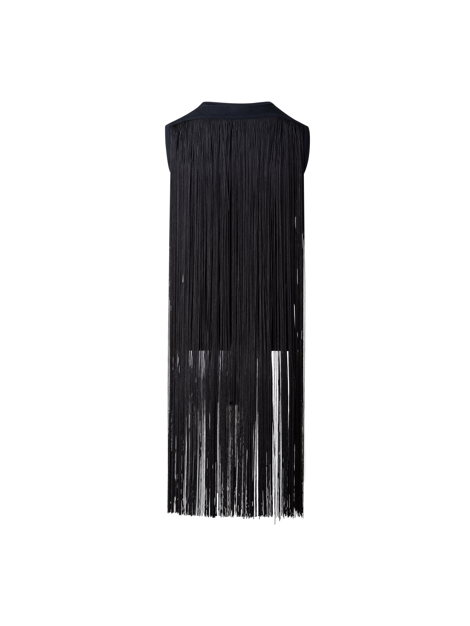 Designer Seiden-Lurex-Top mit langen Fransen - Schwarz