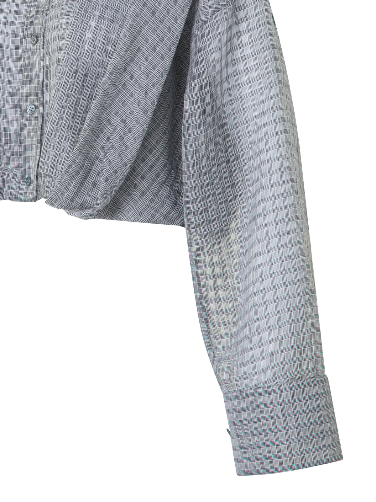 Designer Semi-Transparente Bluse mit plissierter Taille - Schwarz - Grau - Bunt