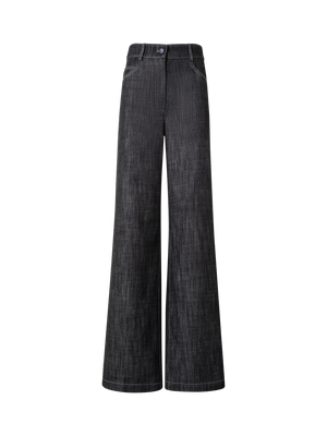 Designer Weite Winter-Jeanshose aus Baumwolle - Schwarz - Grau