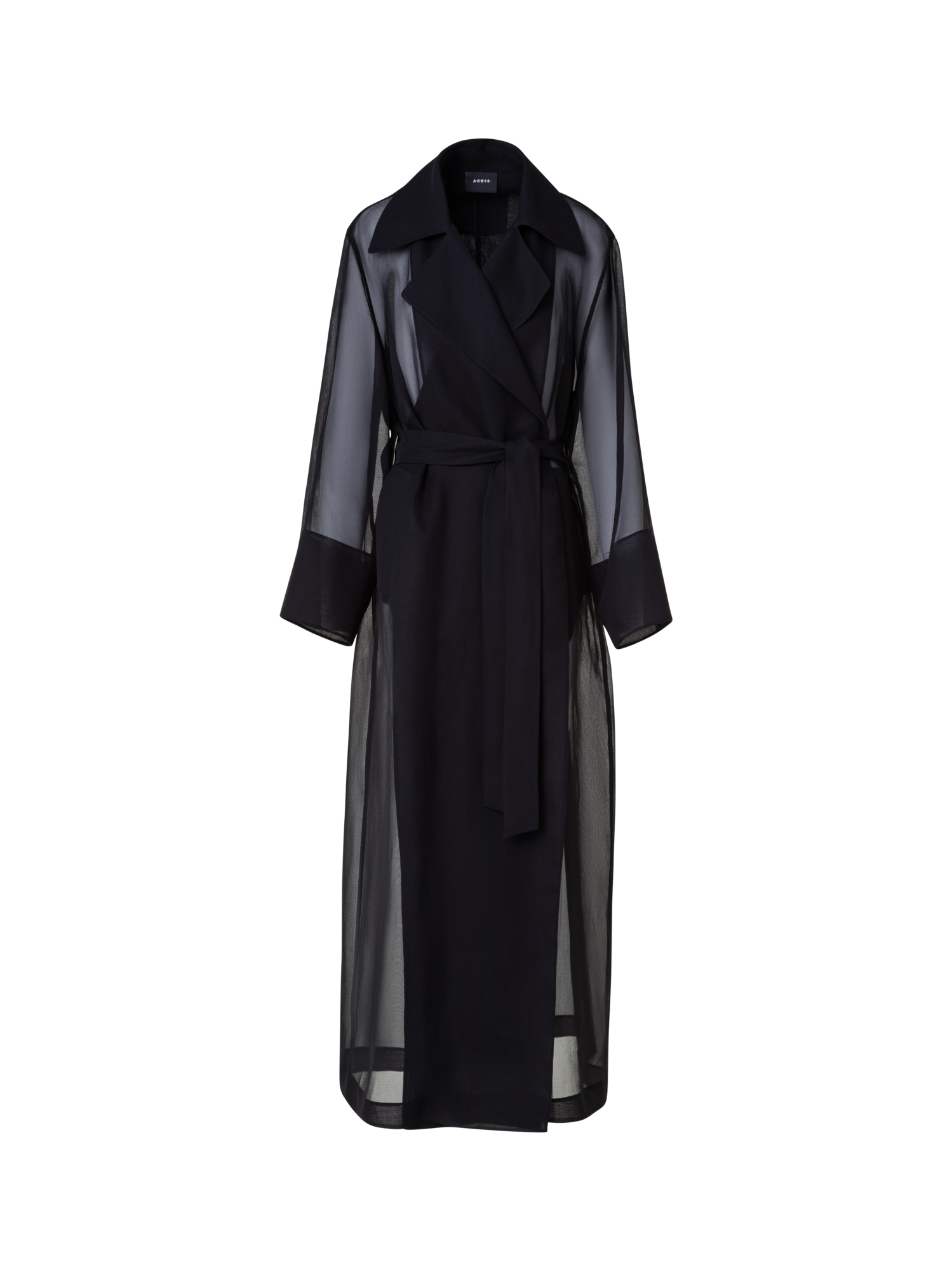 Designer Langer Trenchcoat aus Seide - Schwarz