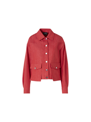 Designer Hilly Oversize-Jacke aus Baumwolldenim - Rot