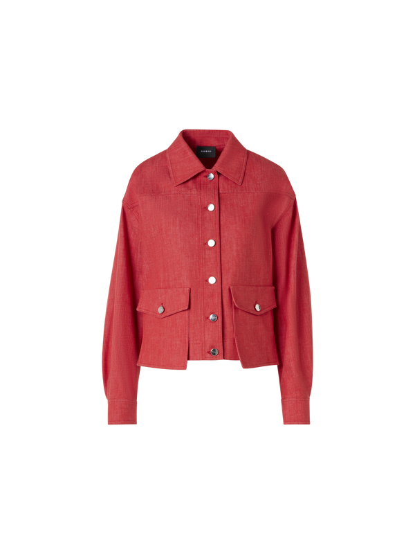 Designer Hilly Oversize-Jacke aus Baumwolldenim - Rot