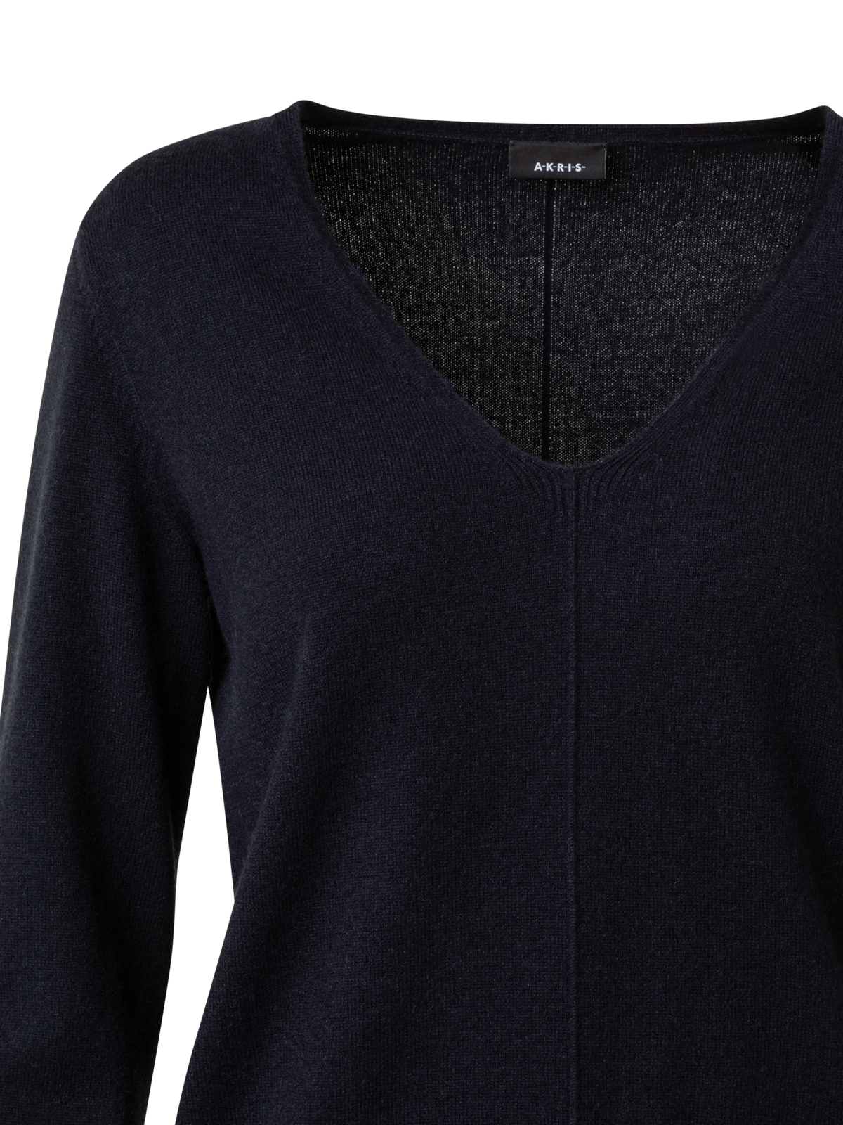 Designer 100% Kaschmir-Pullover mit V-Ausschnitt - Dunkelblau - Blau