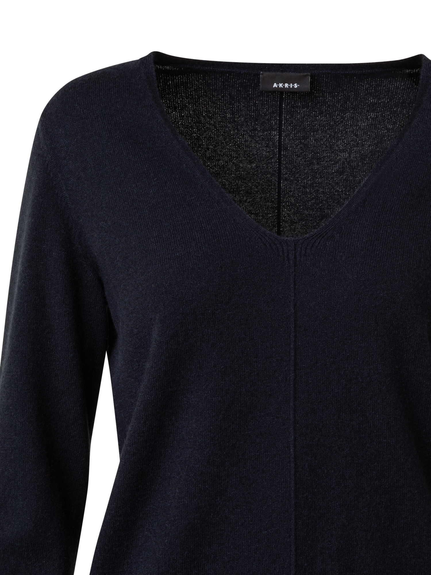 Designer 100% Kaschmir-Pullover mit V-Ausschnitt - Dunkelblau - Blau