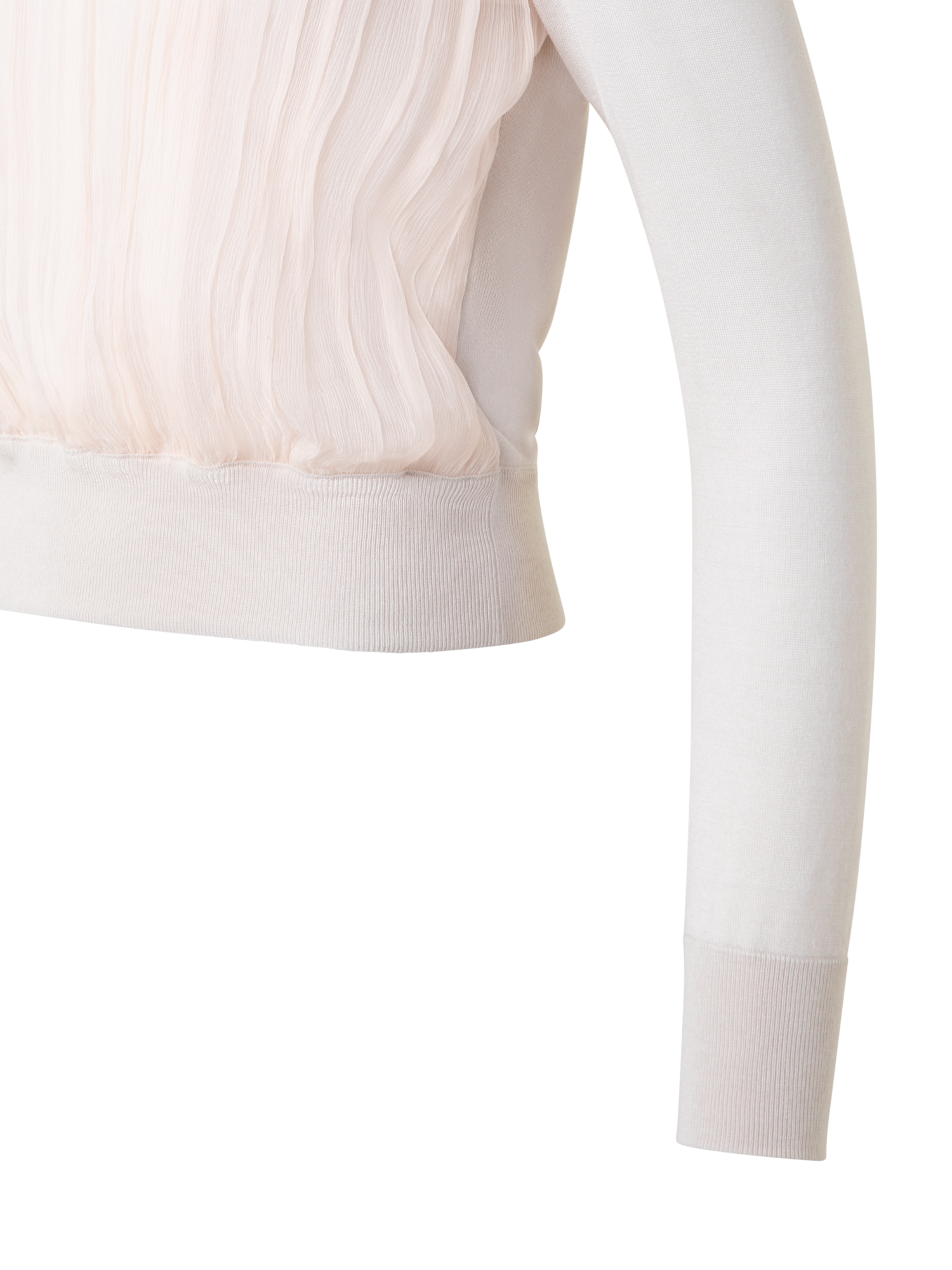 Designer Pullover mit Seiden-Chiffon-Front - Beige