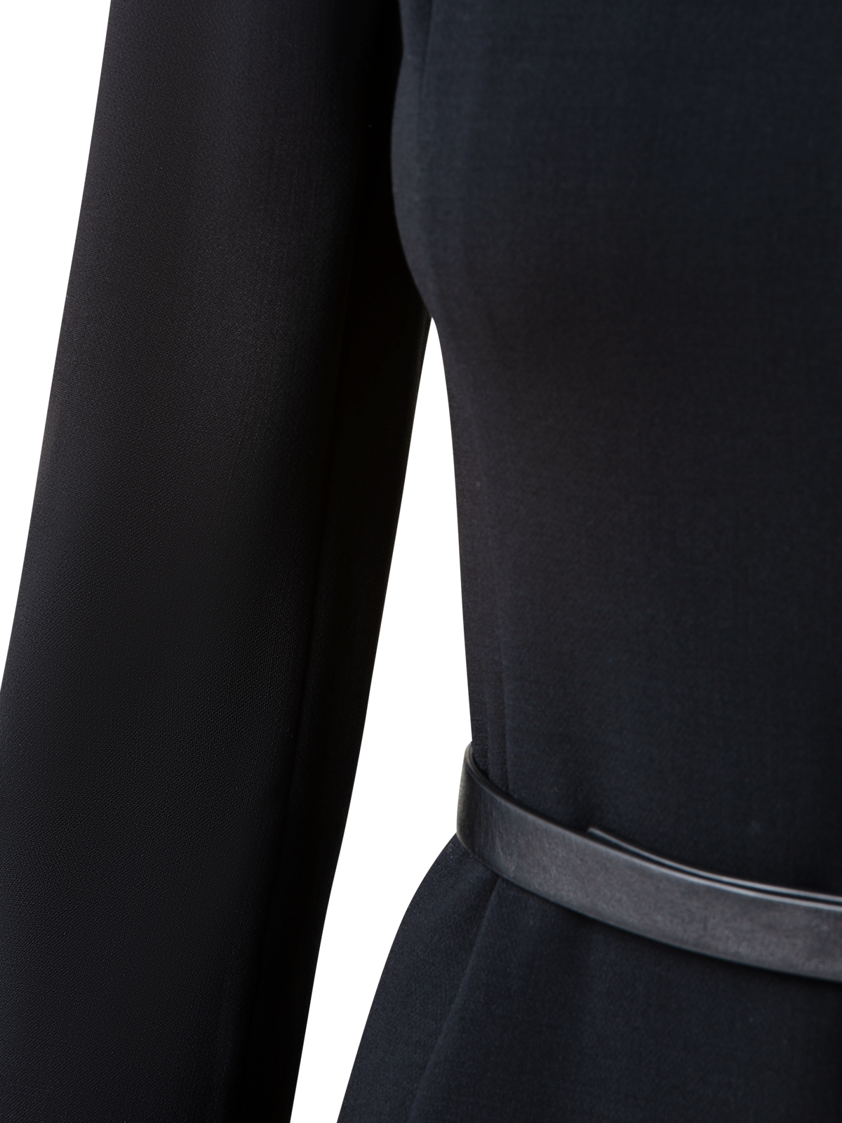 Designer Etuikleid aus Woll-Doubleface mit Stehkragen - Schwarz