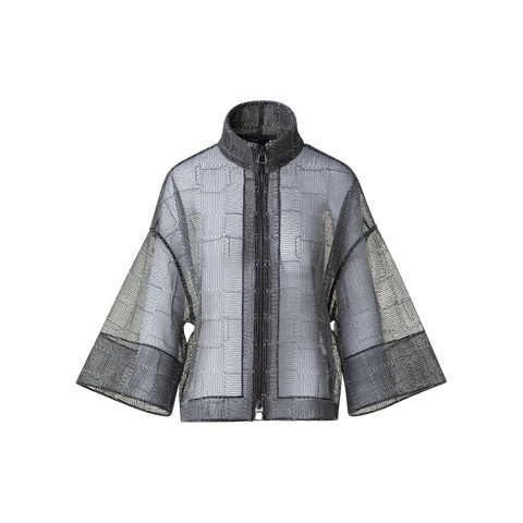 Boxy Jacke mit quadratischer Tüll-Stickerei