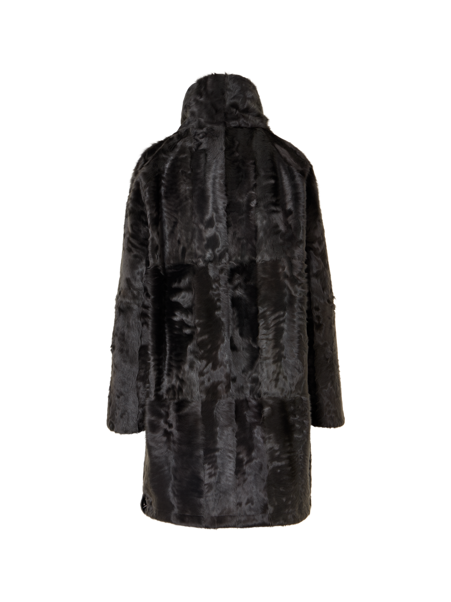 Designer Lamm-Shearling-Parka wendbar zu Seide - Grau