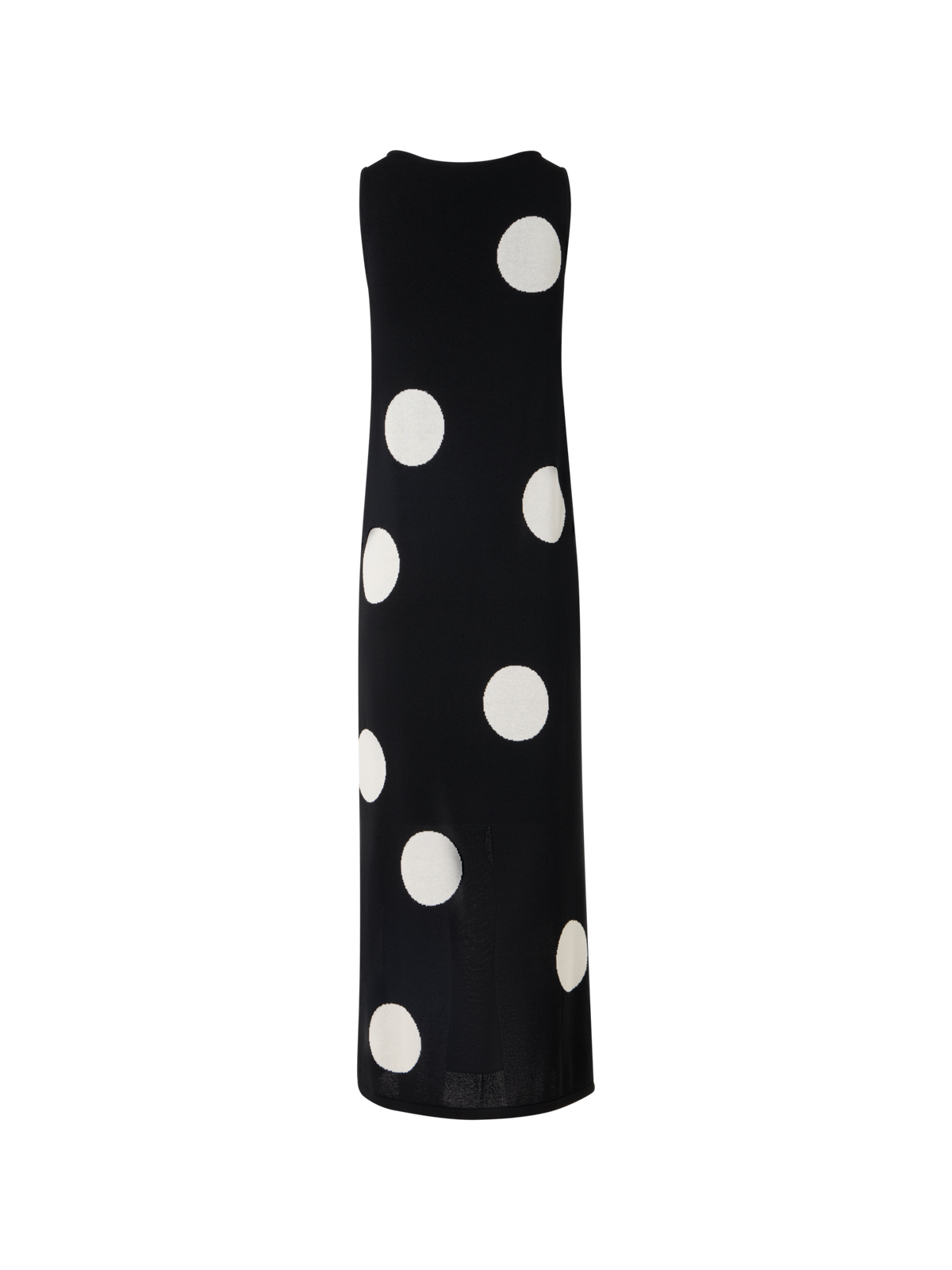 Designer Ärmelloses Midi-Strickkleid mit Punkte-Intarsie - Schwarz