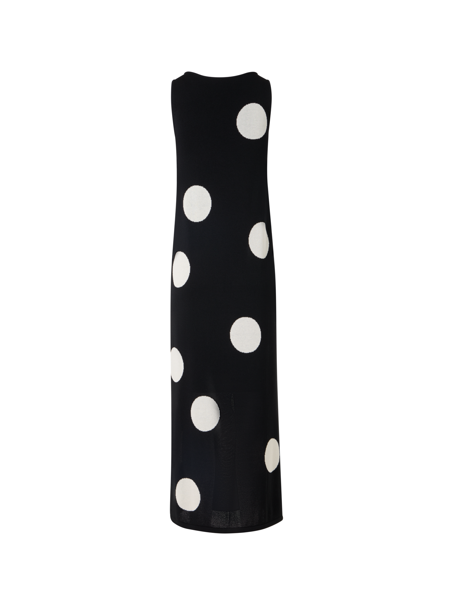 Designer Ärmelloses Midi-Strickkleid mit Punkte-Intarsie - Schwarz