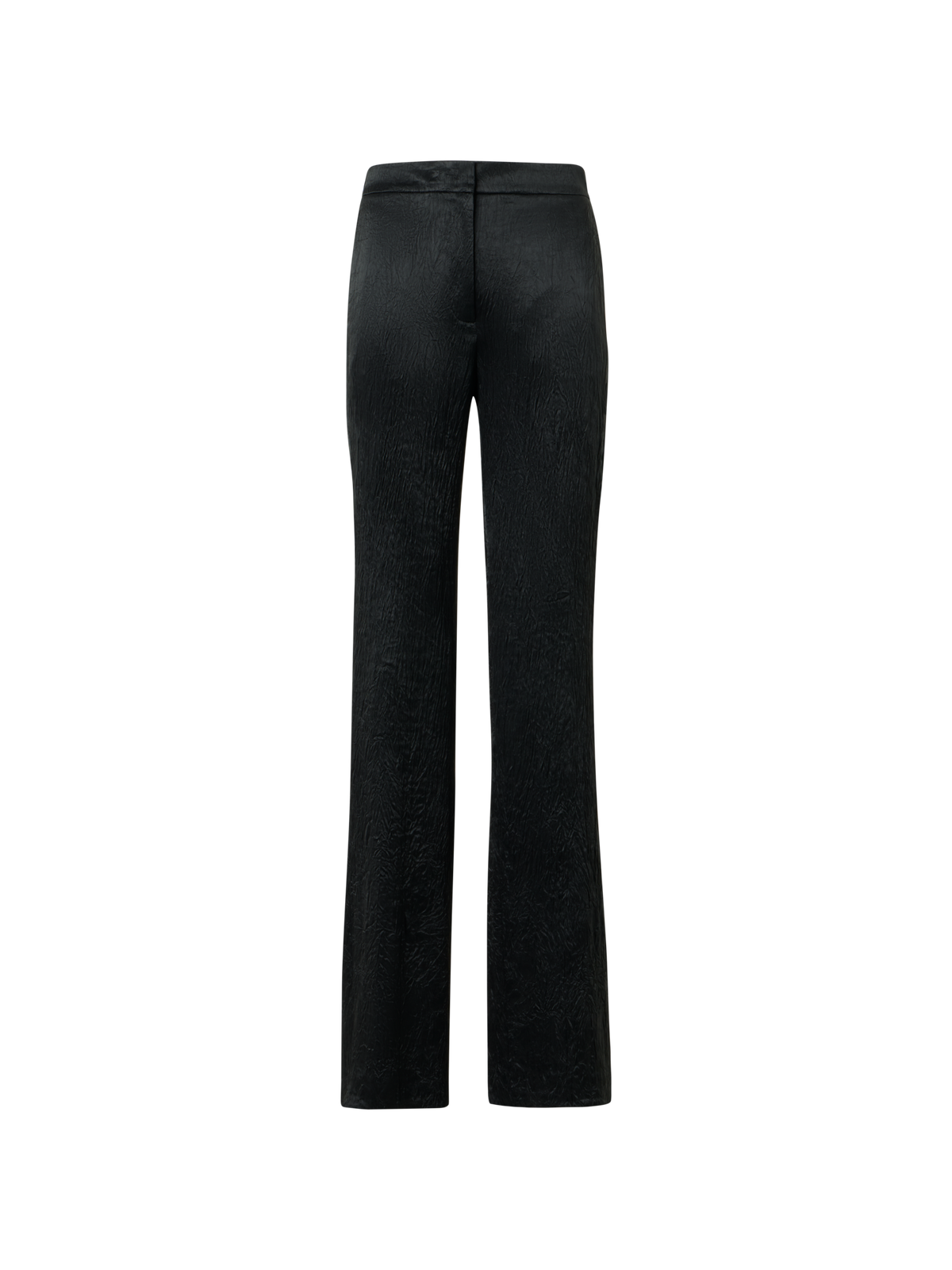 Designer Marla gerade Hose aus Knitter-Satin mit elastischem Bund - Schwarz