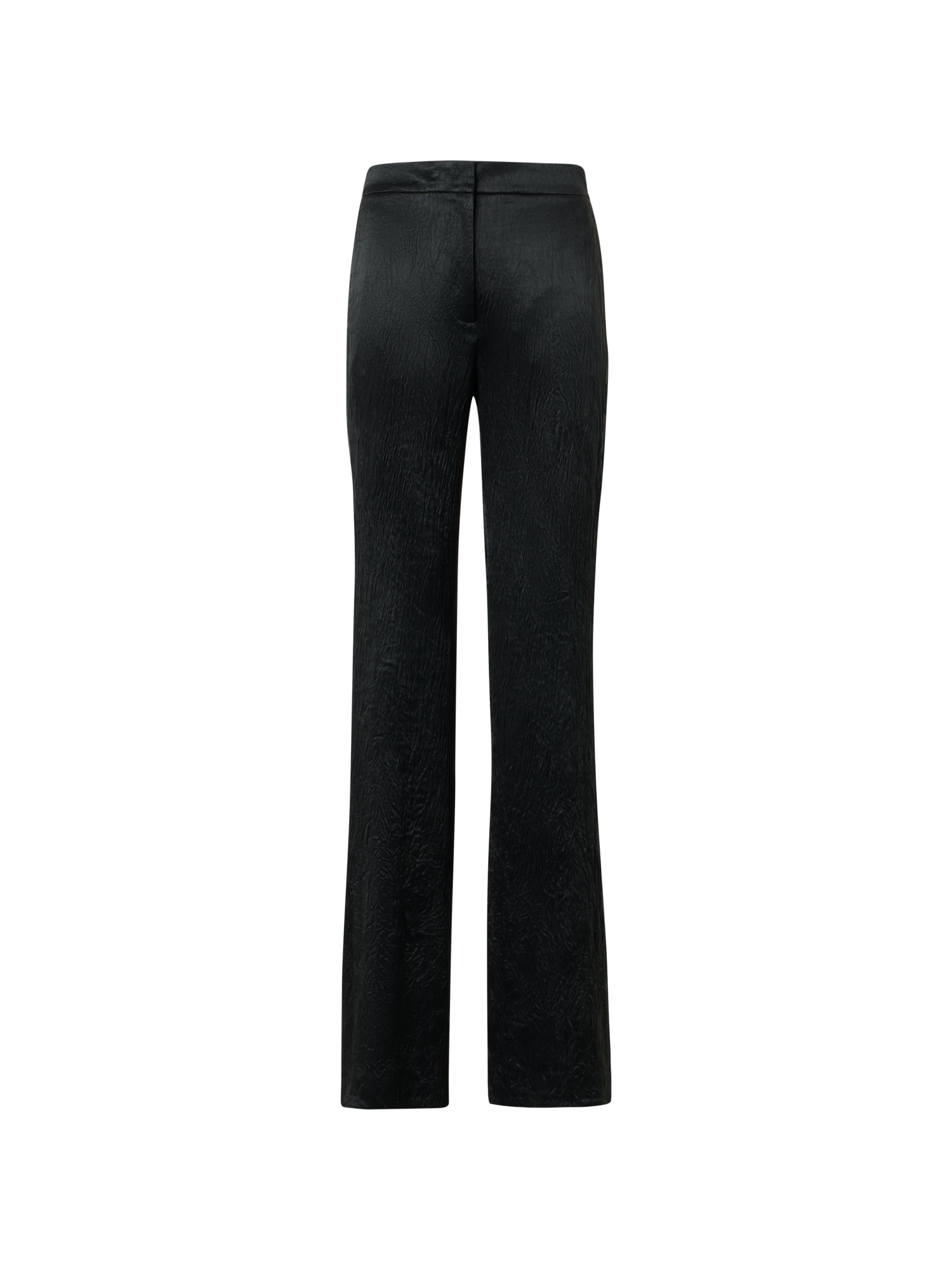 Designer Marla gerade Hose aus Knitter-Satin mit elastischem Bund - Schwarz