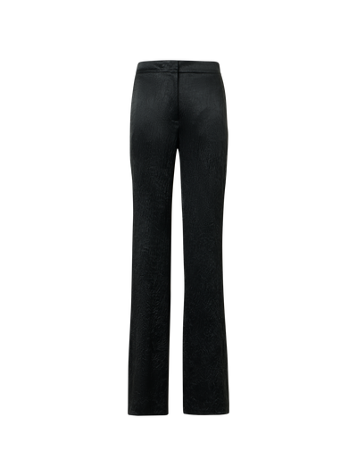 Designer Marla gerade Hose aus Knitter-Satin mit elastischem Bund - Schwarz