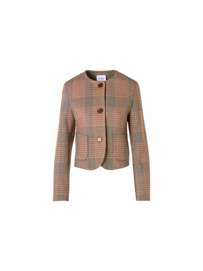 Designer Langärmelige Jacke aus Glencheck auf schwerem Woll-Twill - Bunt