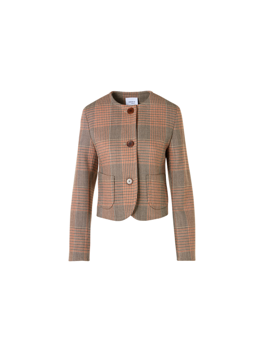 Designer Langärmelige Jacke aus Glencheck auf schwerem Woll-Twill - Bunt