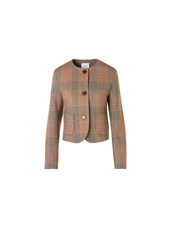 Designer Langärmelige Jacke aus Glencheck auf schwerem Woll-Twill - Bunt