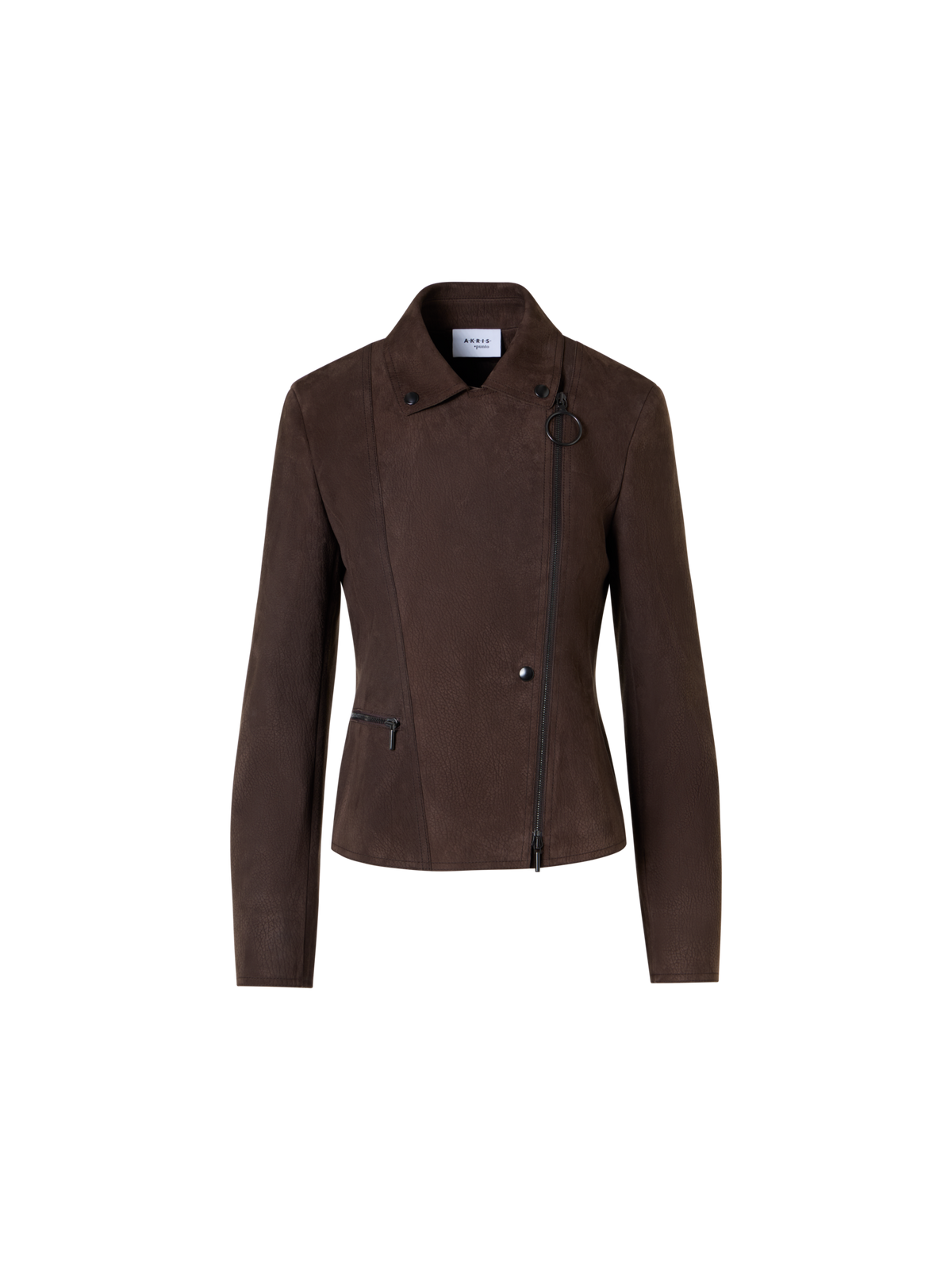 Designer Kurze Bikerjacke aus Lamm-Veloursleder - Braun