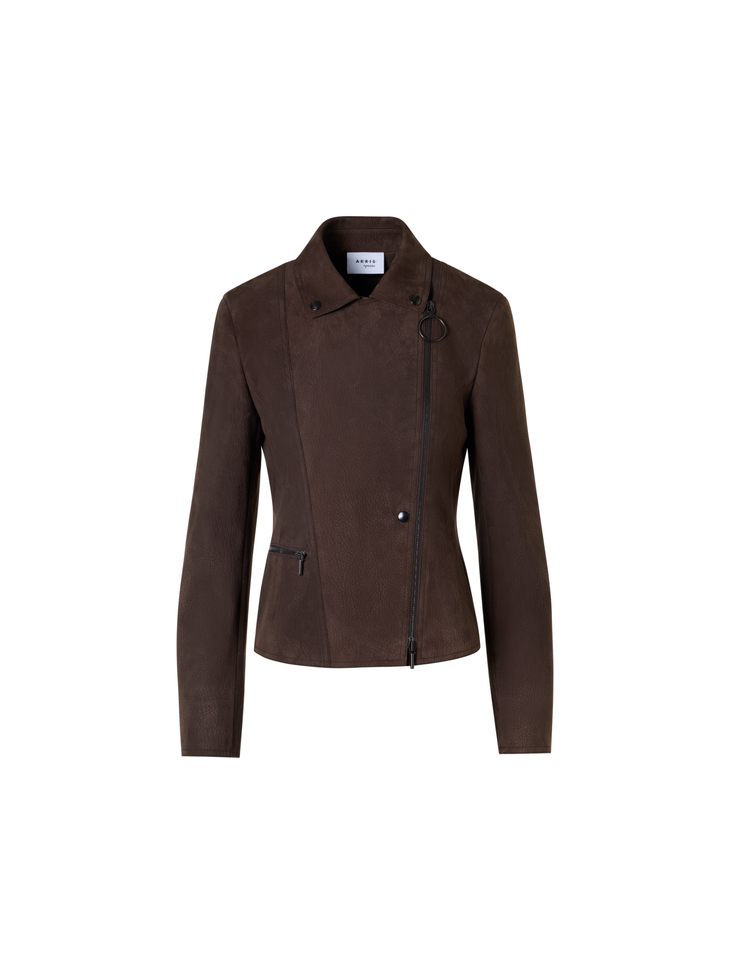 Designer Kurze Bikerjacke aus Lamm-Veloursleder - Braun