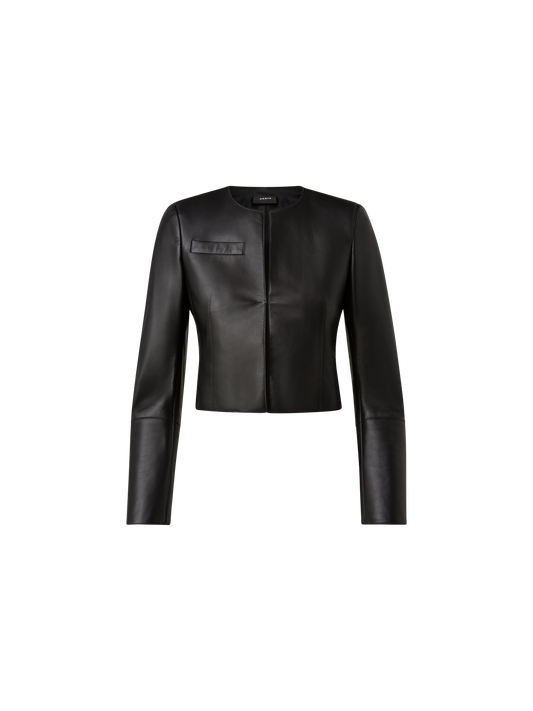 Designer Kurze Lederjacke - Schwarz