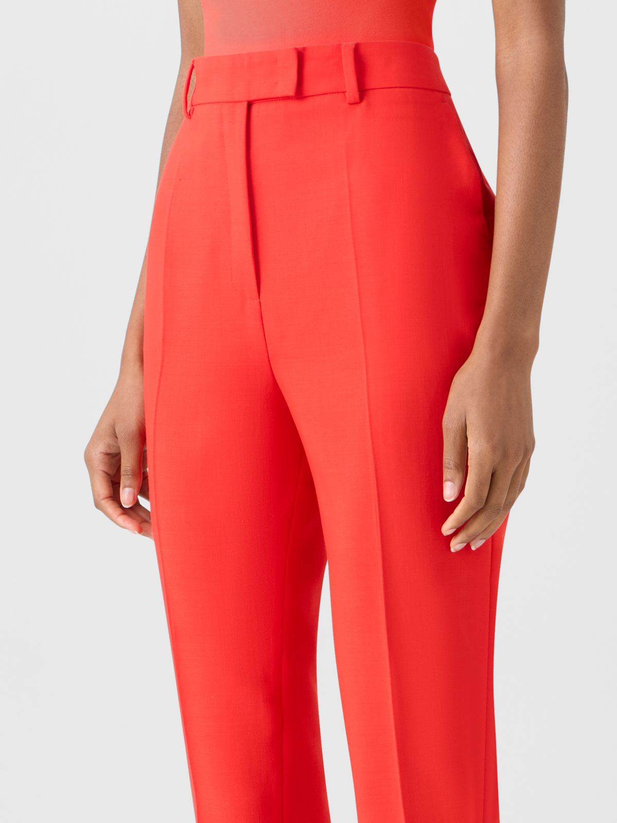 Designer Flavi schmale Caprihose aus Woll-Doubleface - Rot #editorial