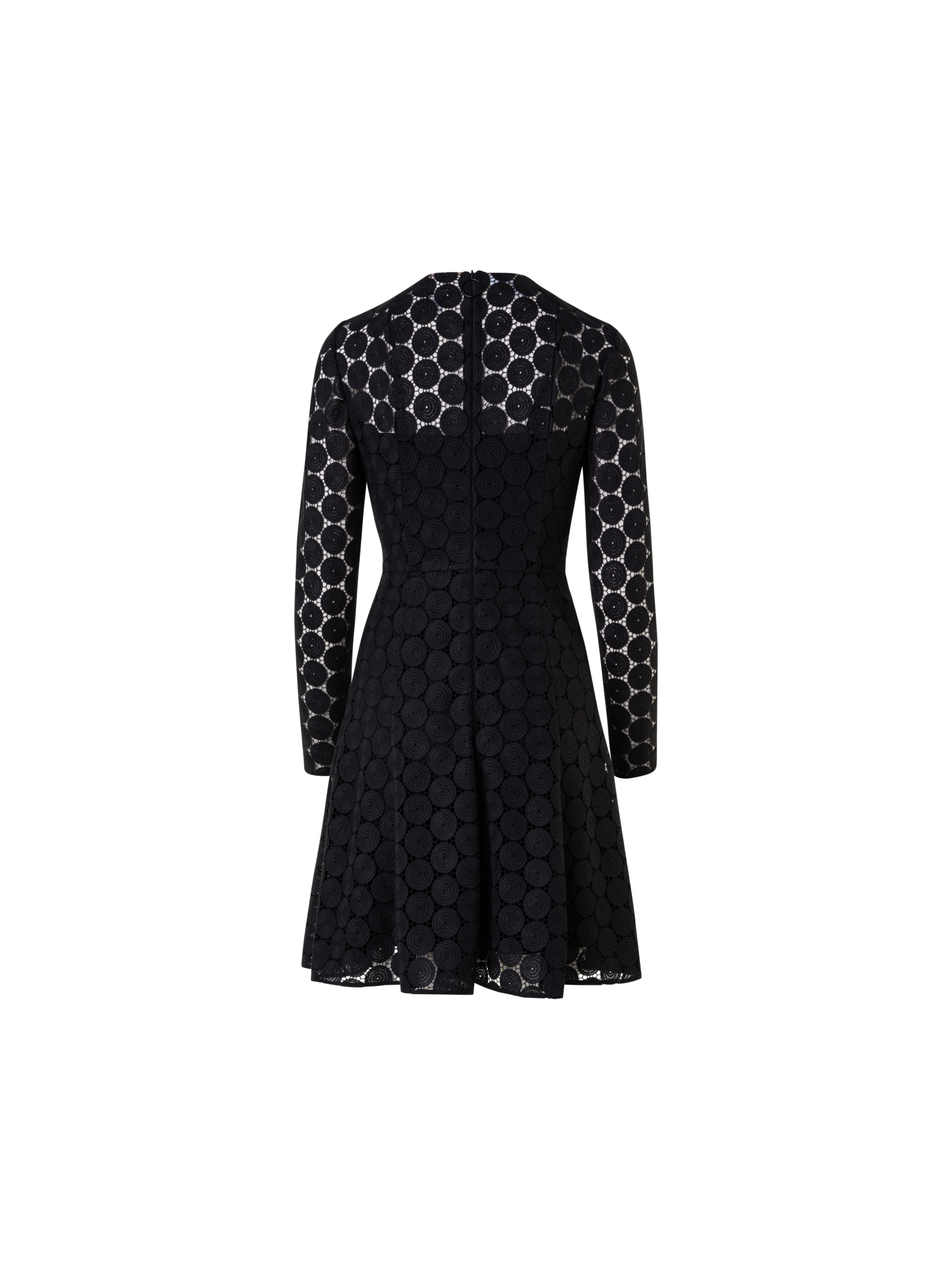 Designer Fit and Flare Kleid in Punkt-Stickerei - Schwarz