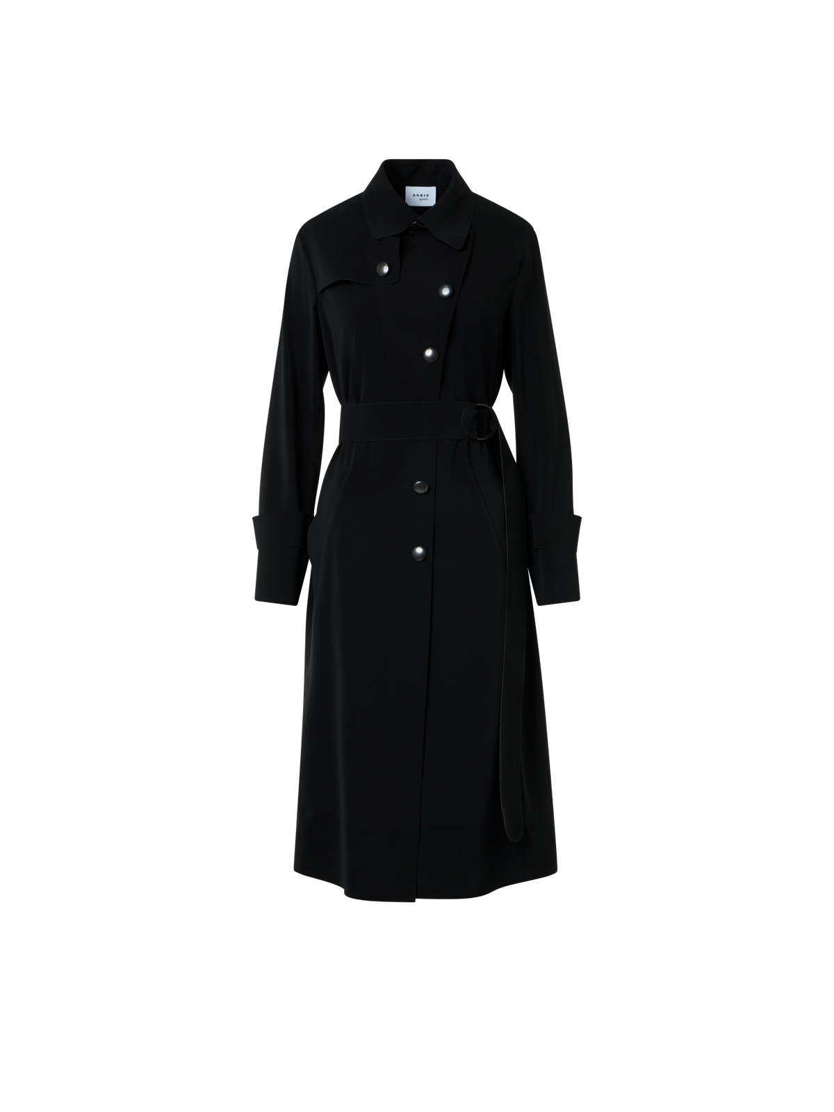 Designer Laser-Cut Trenchcoat aus Crêpe - Schwarz