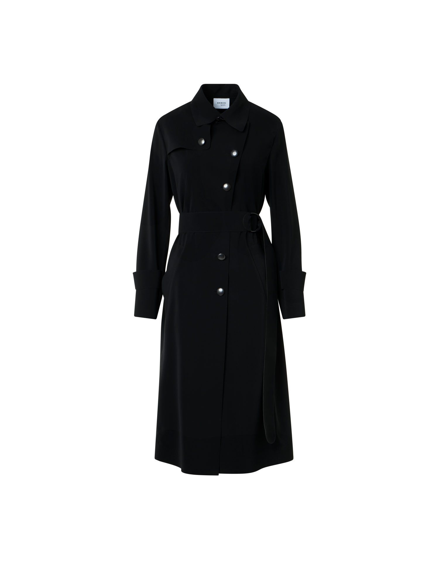 Designer Laser-Cut Trenchcoat aus Crêpe - Schwarz