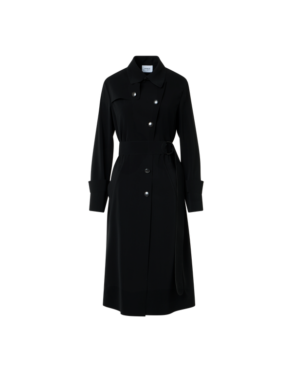 Designer Laser-Cut Trenchcoat aus Crêpe - Schwarz