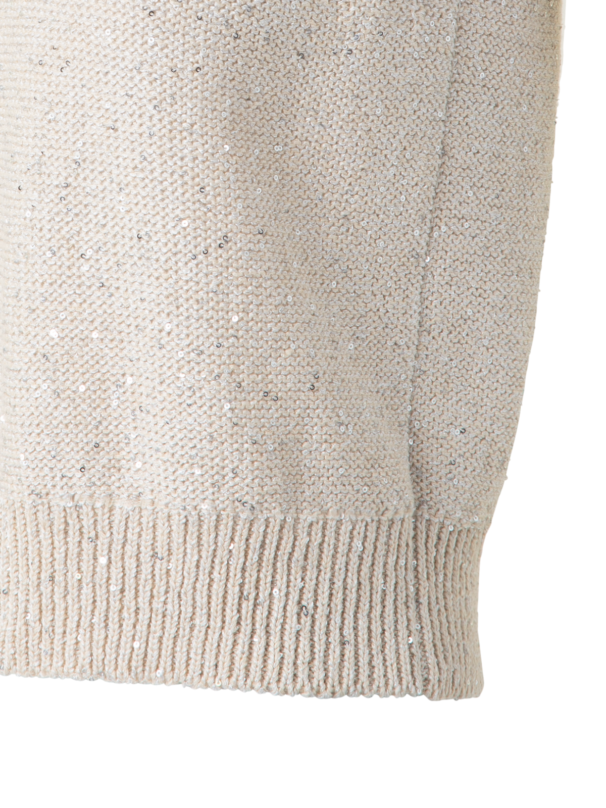 Designer Leinen-Baumwoll-Strick-Top mit Mikro-Pailletten - Beige