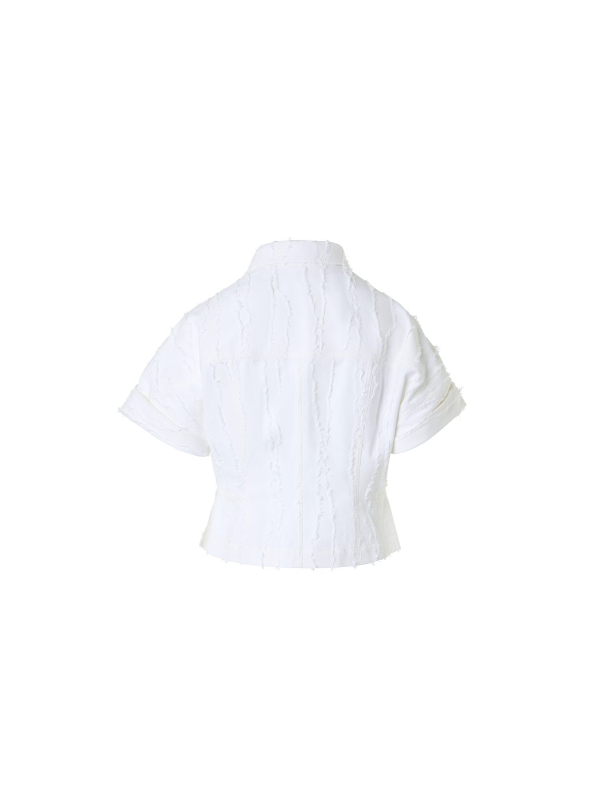 Designer Kurze Jacke aus Fransen-Wave-Jacquard - Weiss