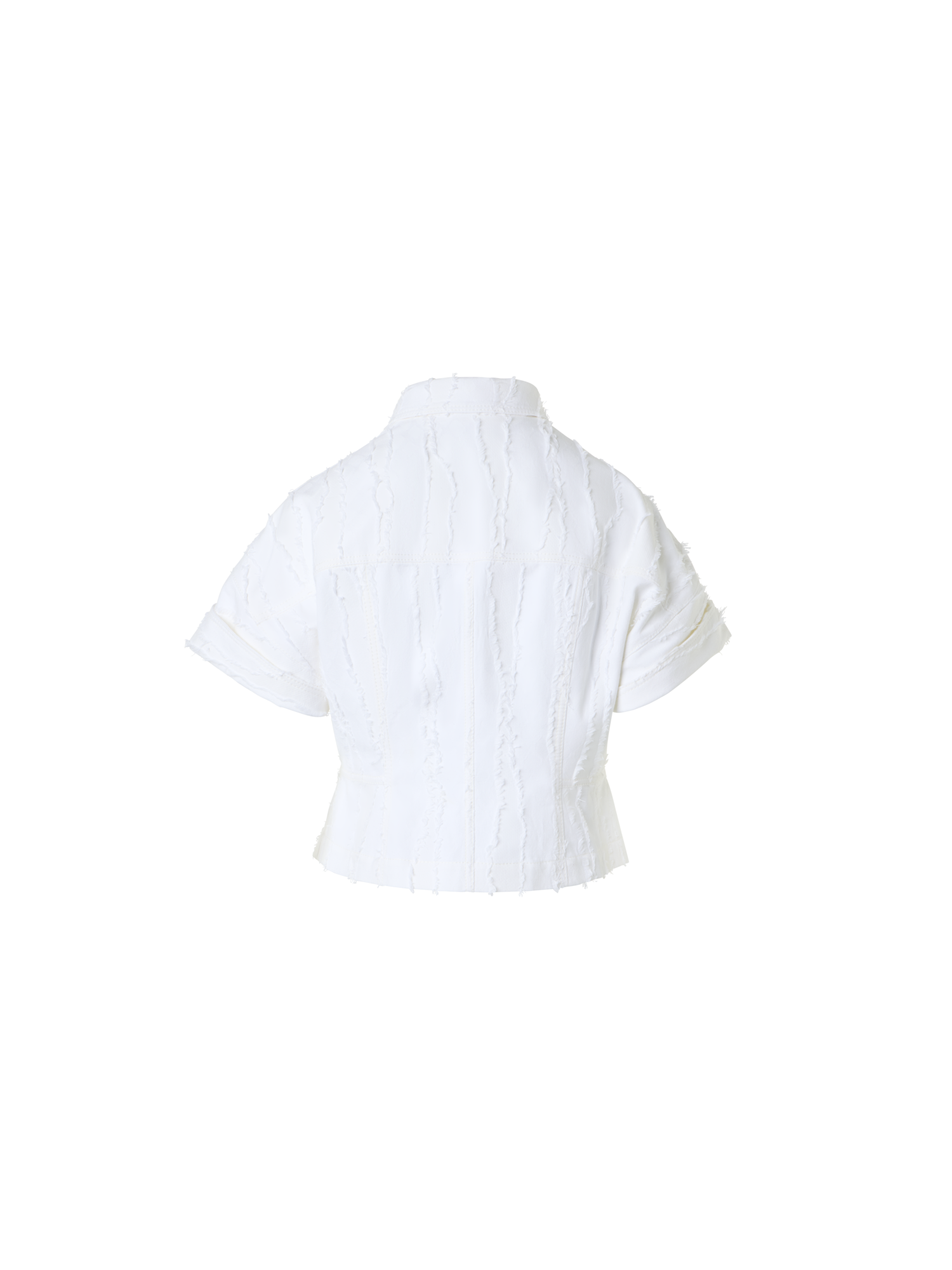 Designer Kurze Jacke aus Fransen-Wave-Jacquard - Weiss