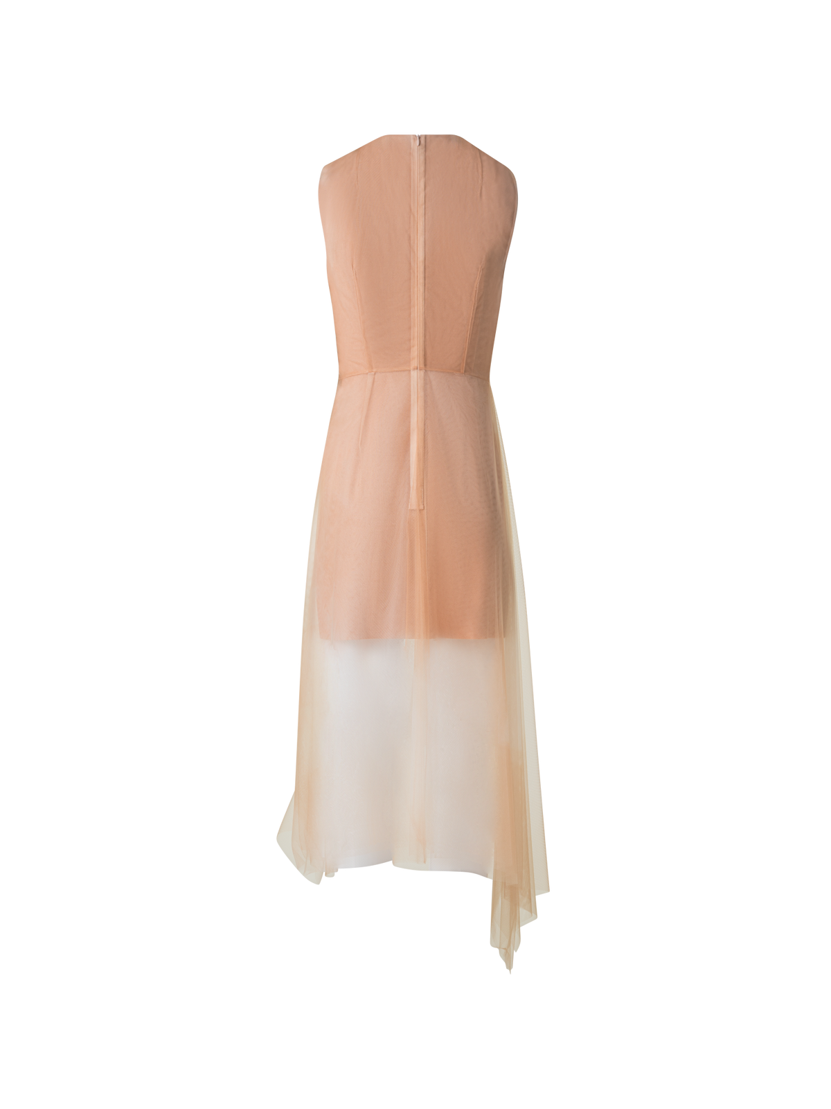 Designer Transparentes Tüll-Kleid mit Chiaroscuro Druck - Beige