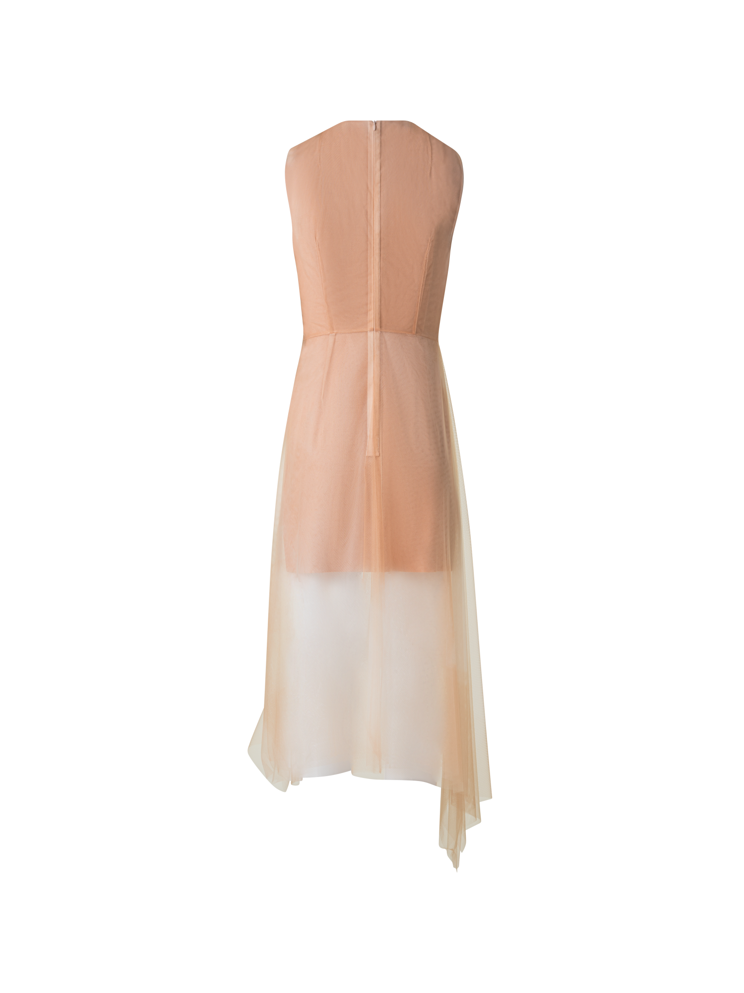 Designer Transparentes Tüll-Kleid mit Chiaroscuro Druck - Beige