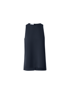 Designer Ärmellose Laser Cut Bluse - Dunkelblau - Blau