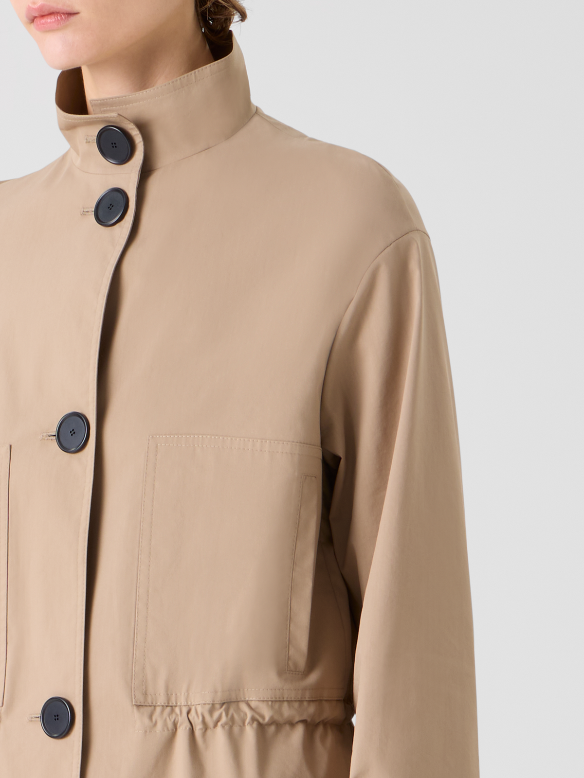 Designer Kurze Baumwoll-Parkajacke mit elastischem Bund