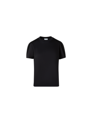 Designer T-Shirt mit Puffärmeln aus Baumwoll-Jersey - Schwarz